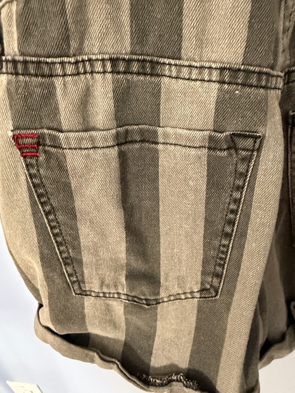 Urban Outfitters BDG Striped Denim Short Overalls Sz M Vintage Wash Shortalls - Picture 8 of 14